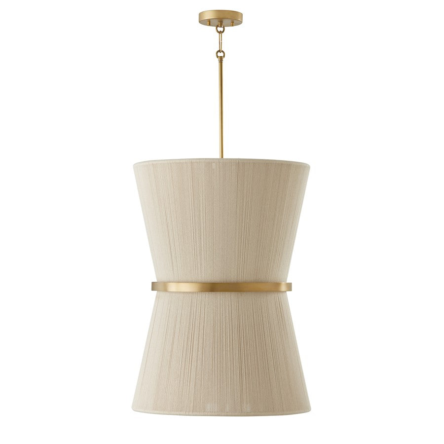 Capital Lighting Cecilia 6 Light Foyer, Bleached Natural Rope/Brass - 541261NP