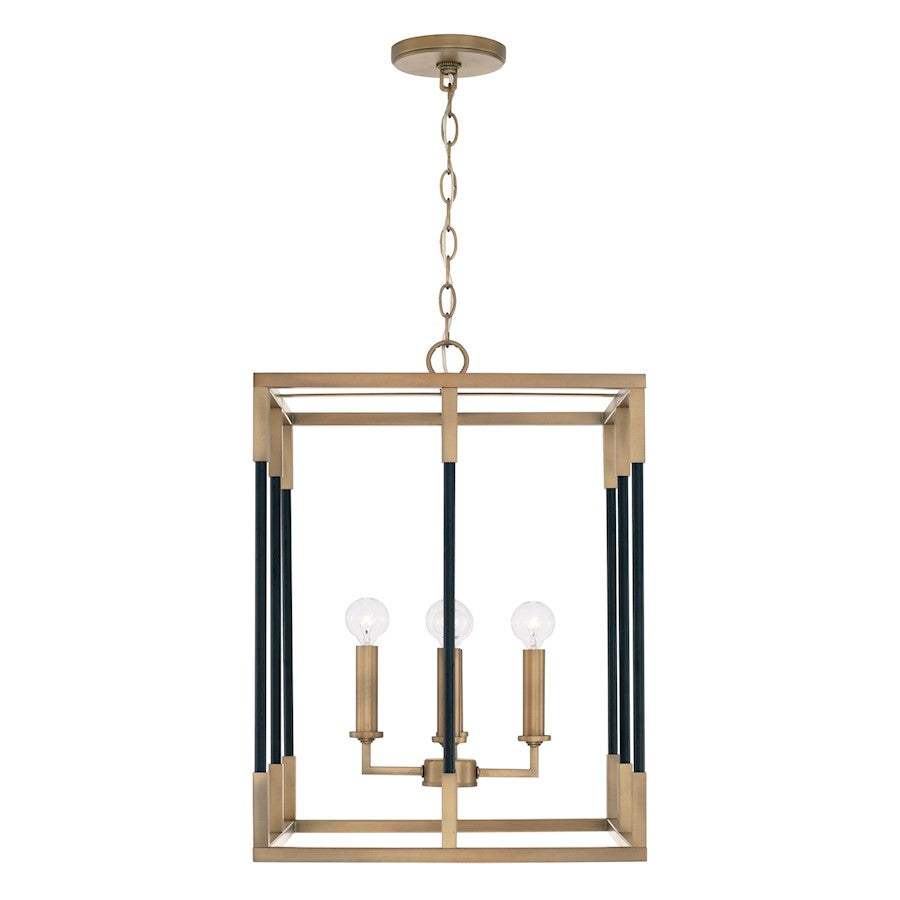 Capital Lighting Bleeker 4 Light 16" Foyer, Aged Brass/Black - 544742AB