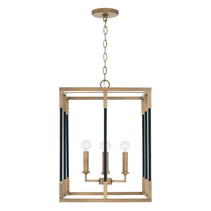 Capital Lighting Bleeker 4 Light 16" Foyer, Aged Brass/Black - 544742AB