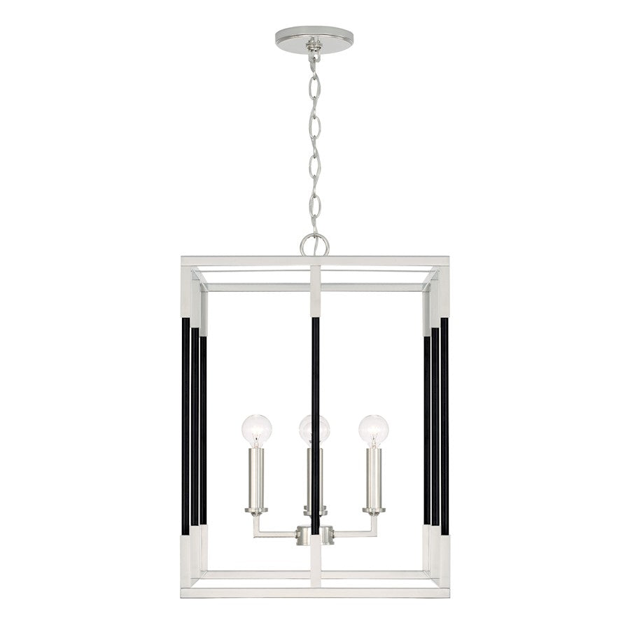 Capital Lighting Bleeker 4 Light 16" Foyer, Polished Nickel/Black - 544742NK