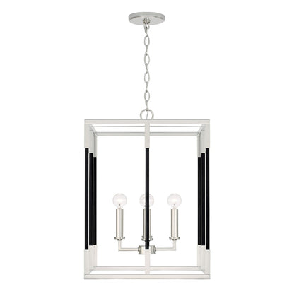 Capital Lighting Bleeker 4 Light 16" Foyer, Polished Nickel/Black - 544742NK