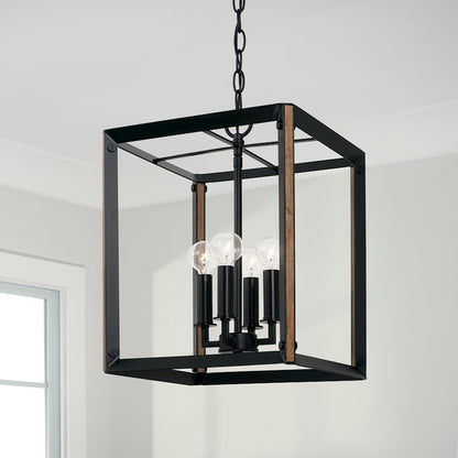 4 Light Foyer, Matte Black