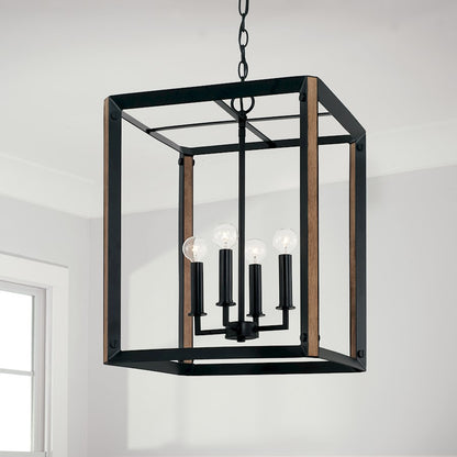 4 Light Foyer, Matte Black