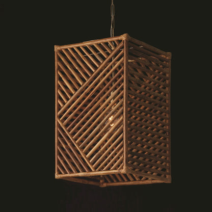 1 Light Foyer Pendant, Brass/Natural