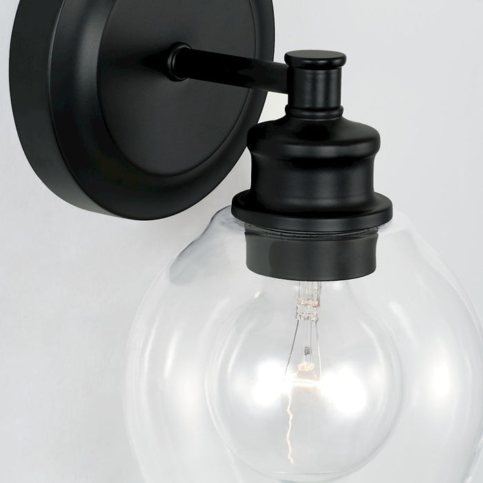 Capital Lighting Mid Century 1 Light Sconce in Matte Black/Clear