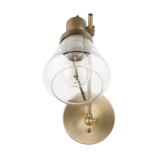 Capital Lighting Irving 1 Light Wall Sconce, Aged Brass Clear - 634812AD-480