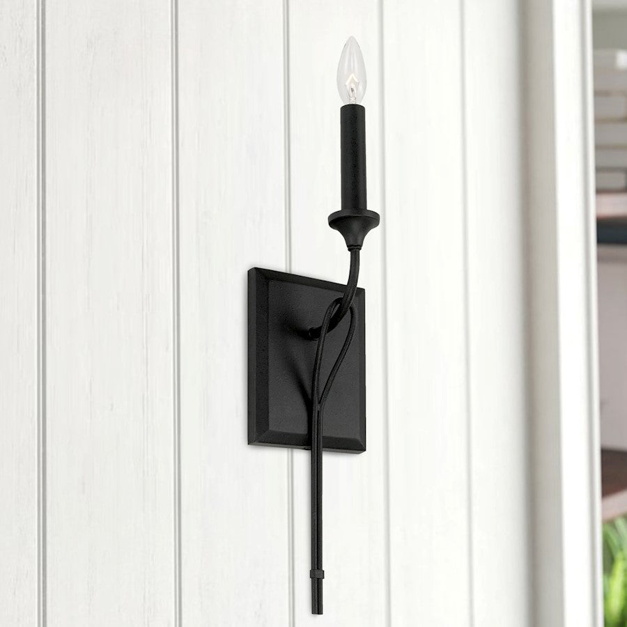 1 Light Wall Sconce, Black Iron