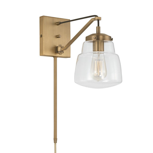 Capital Lighting Dillon 1 Light Sconce in Aged Brass/Clear - 642711AD-518