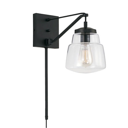 Capital Lighting Dillon 1 Light Sconce in Matte Black/Clear - 642711MB-518