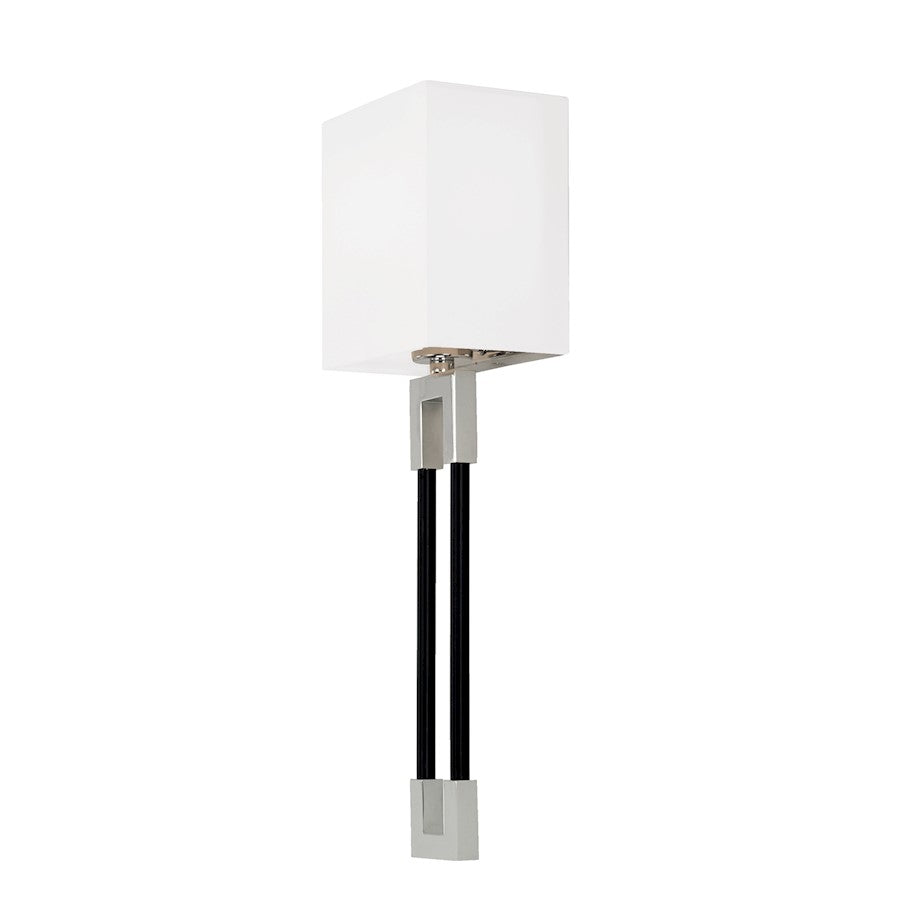 Capital Lighting Bleeker 1 Light Sconce, Polished Nickel/Black - 644711NK