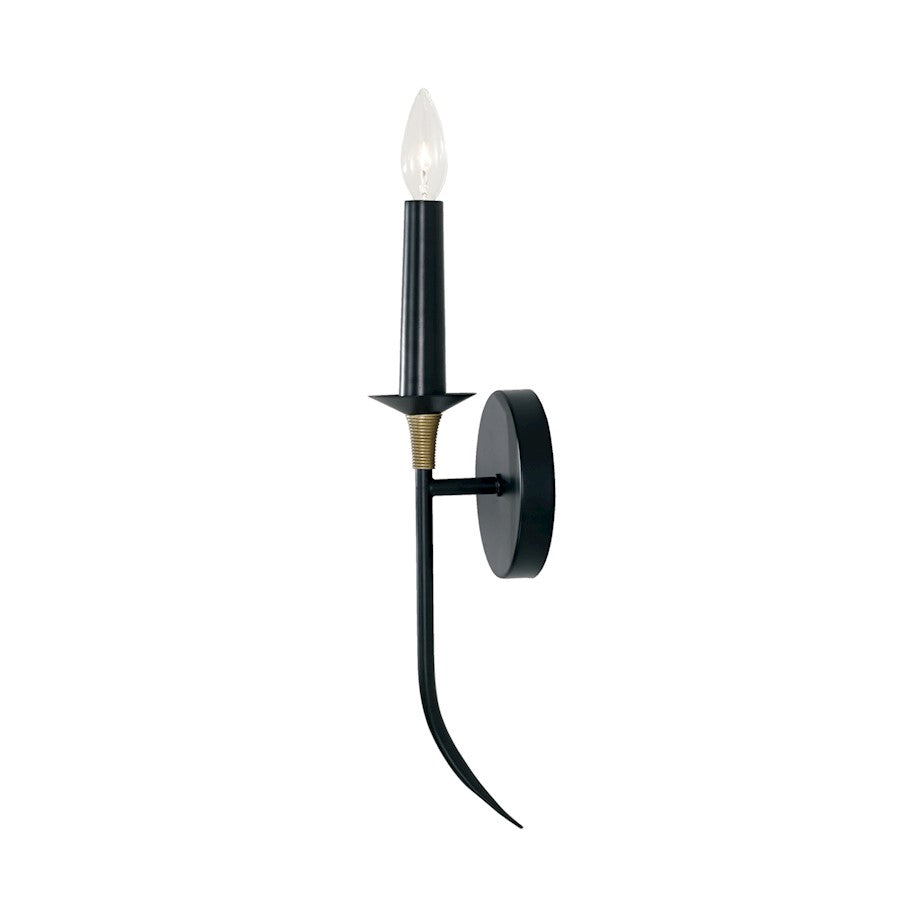 Capital Lighting Amara 1 Light Sconce, Matte Black/Brass - 645611KB