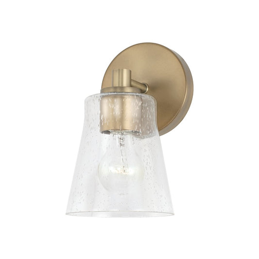 Capital Lighting Baker 1 Light Sconce, Aged Brass/Clear Seeded - 646911AD-533