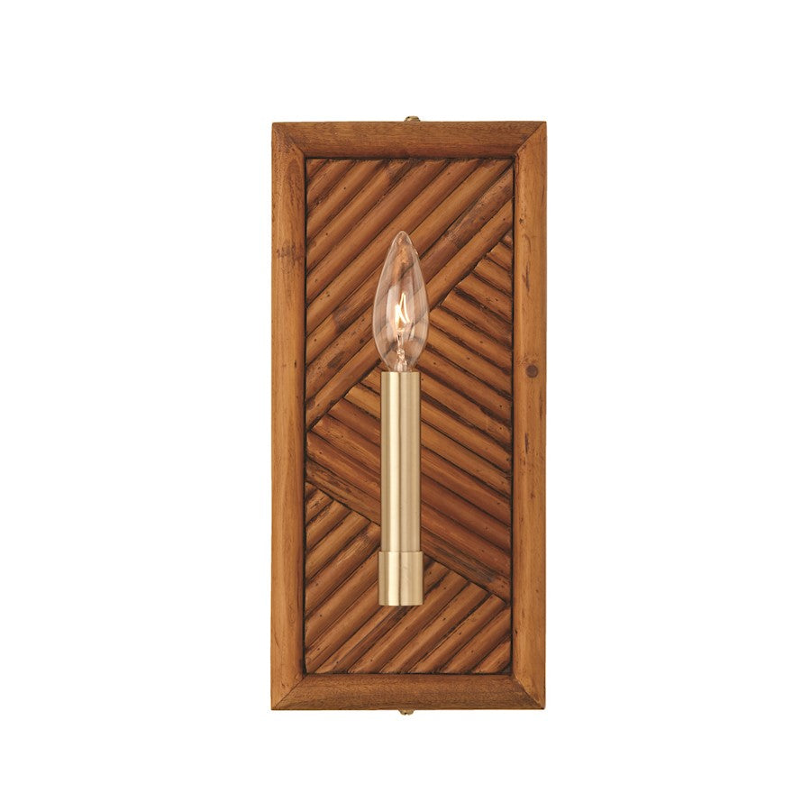 Soleil 1 Light Wall Sconce, Brass/Natural