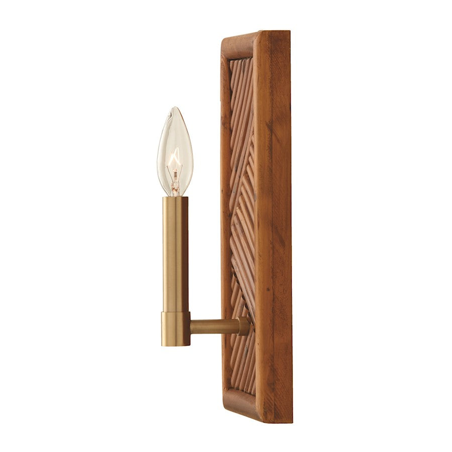 Soleil 1 Light Wall Sconce, Brass/Natural