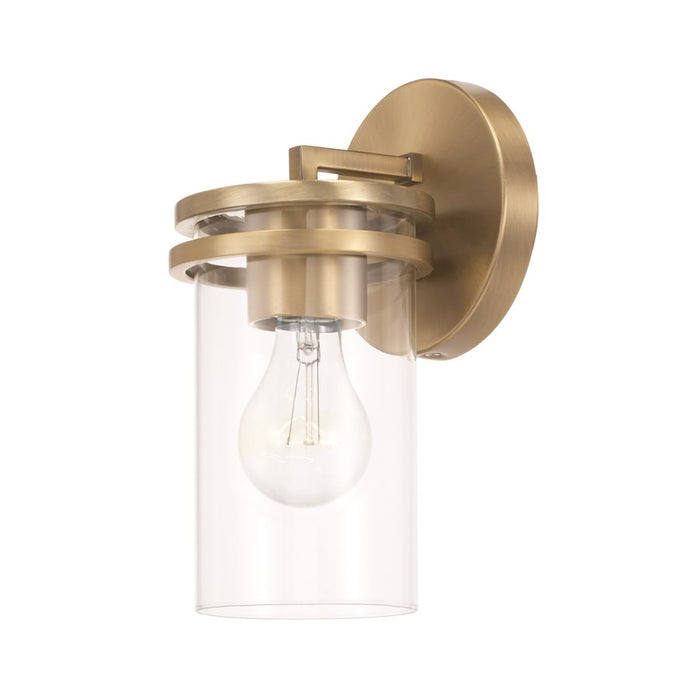 HomePlace Lighting Fuller 1 Light Wall Sconce, Brass/Clear - 648711AD-539
