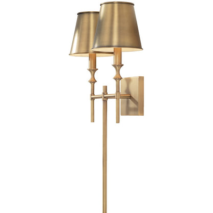 Capital Lighting Whitney 2 Light Wall Sconce, Brass/White - 649721AD-708