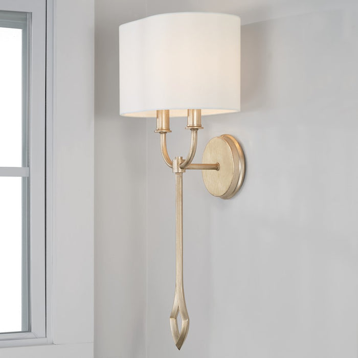 Capital Lighting Claire 2 Light Wall Sconce, Brushed Champagne/White