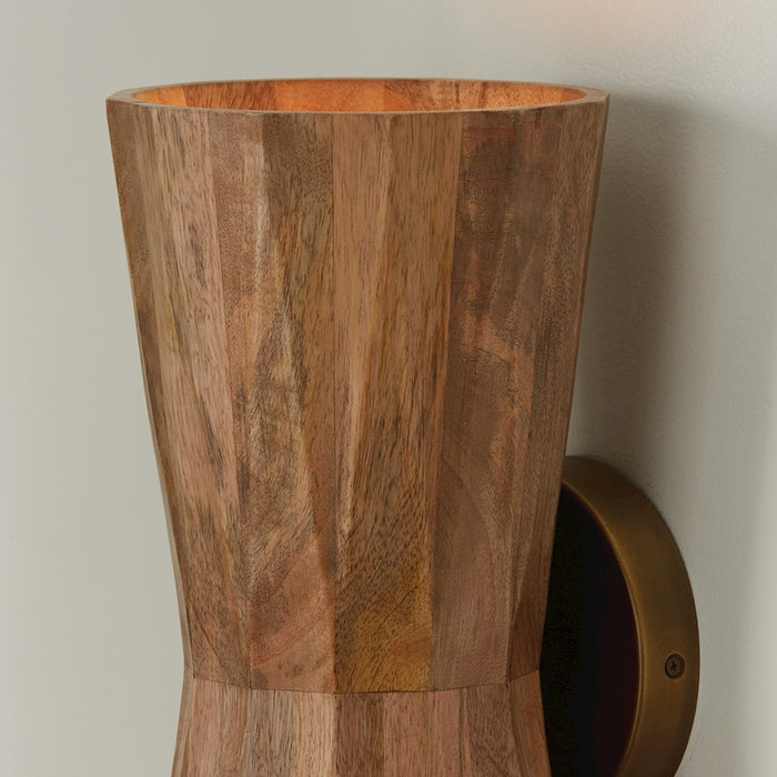 Capital Lighting Nadeau 2 Light Sconce, Light Wood/Patinaed Brass