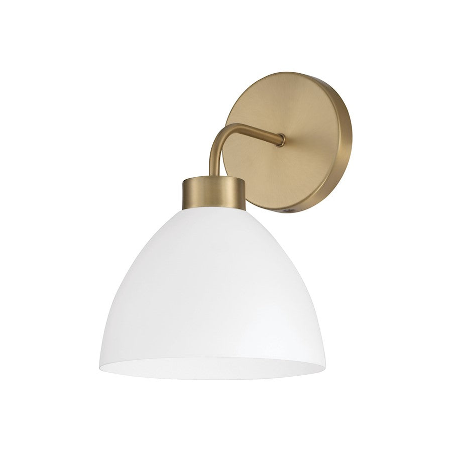 HomePlace Lighting Ross 1 Light Sconce, Brass/White/White - 652011AW