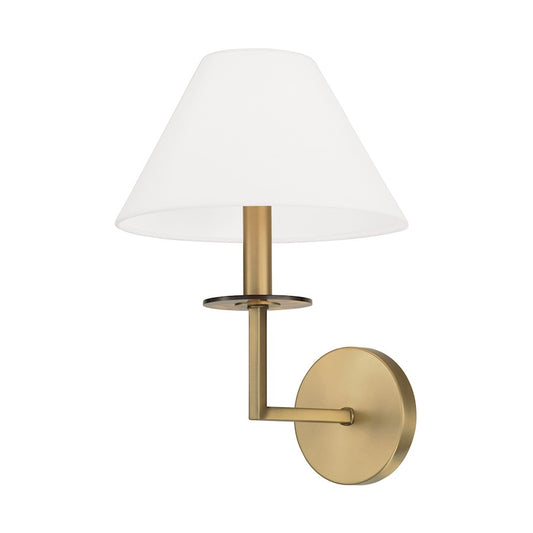 Capital Lighting Gilda 1 Sconce, Brass/White Fabric - 652211AD