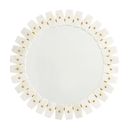 Capital Lighting Marble Frame Mirror, White Marble with Brushed Brass