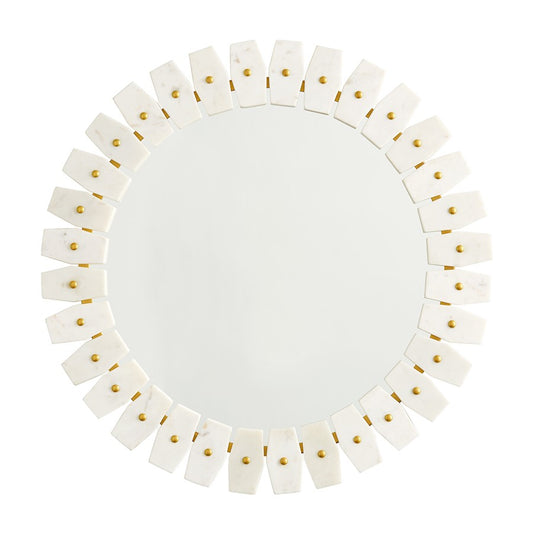 Capital Lighting Marble Frame Mirror, White Marble with Brushed Brass