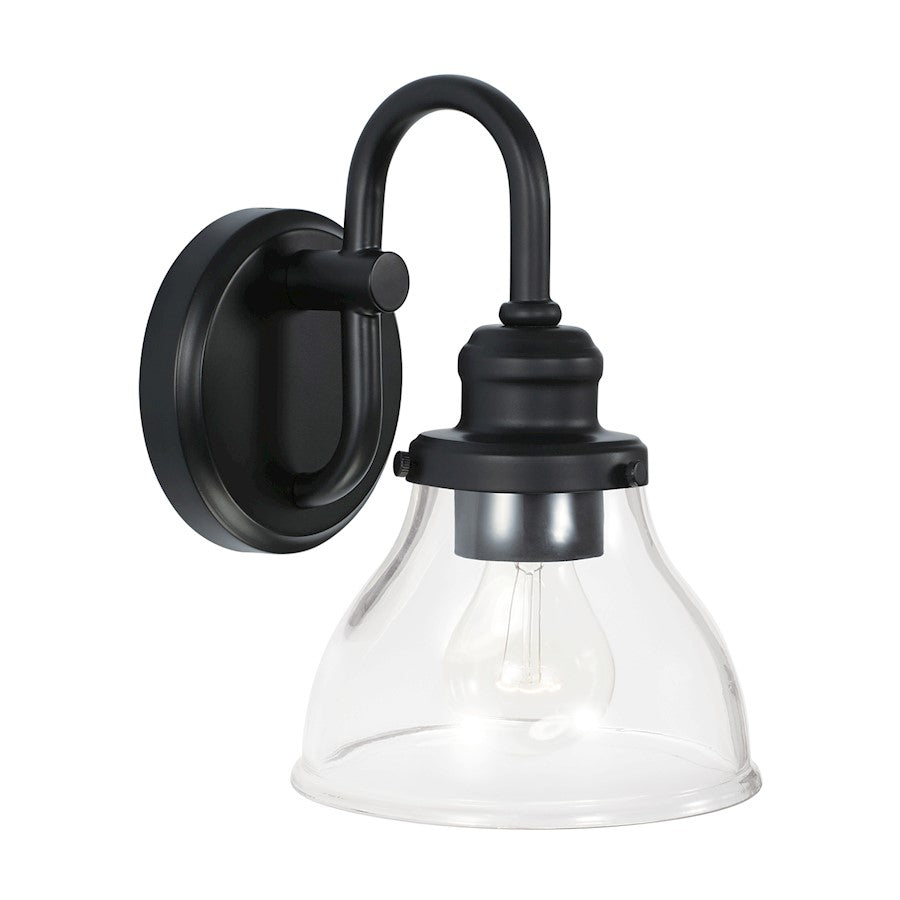 Capital Lighting Baxter 1 Light Sconce in Matte Black/Clear - 8301MB-461