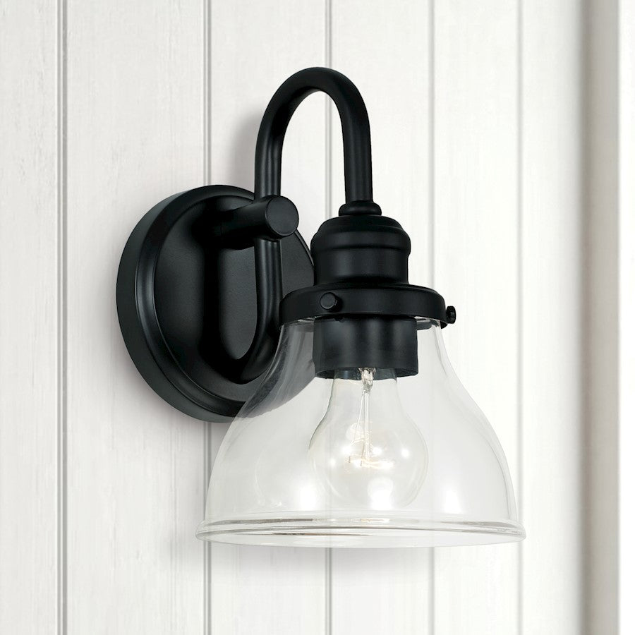 1 Light Wall Sconce, Matte Black