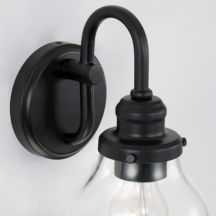 1 Light Wall Sconce, Matte Black