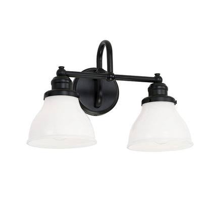 Capital Lighting Baxter 2 Light Vanity in Matte Black/Milk - 8302MB-128