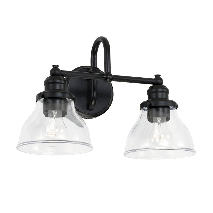 Capital Lighting Baxter 2 Light Vanity in Matte Black/Clear - 8302MB-461