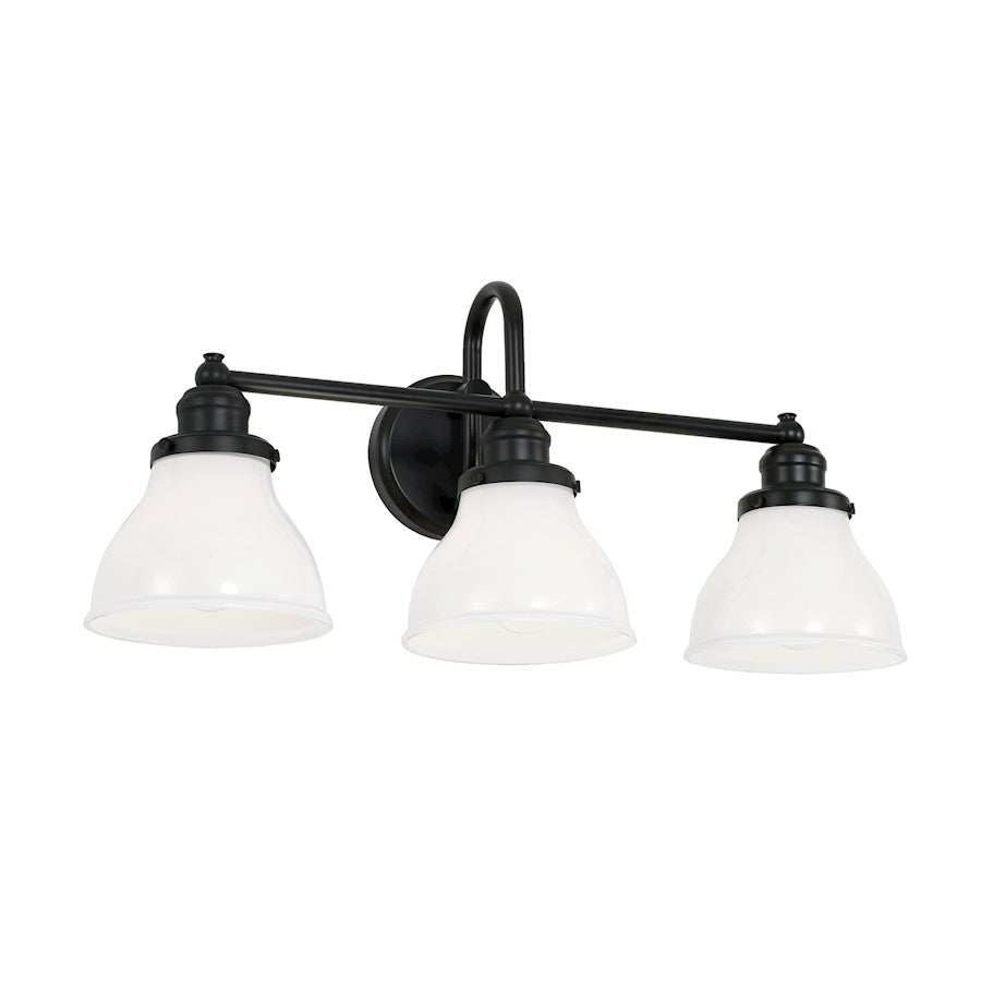 Capital Lighting Baxter 3 Light Vanity in Matte Black/Milk - 8303MB-128