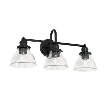 Capital Lighting Baxter 3 Light Vanity in Matte Black/Clear - 8303MB-461