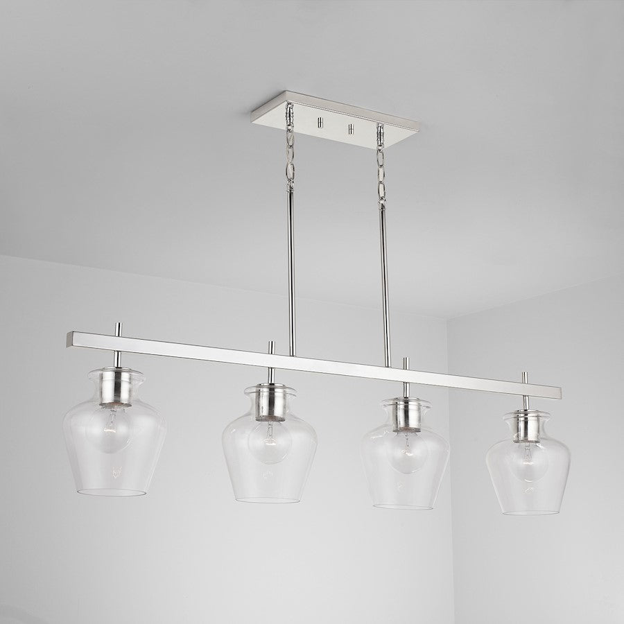 Capital Lighting Danes 4 Light Island, Chrome/Clear Glass