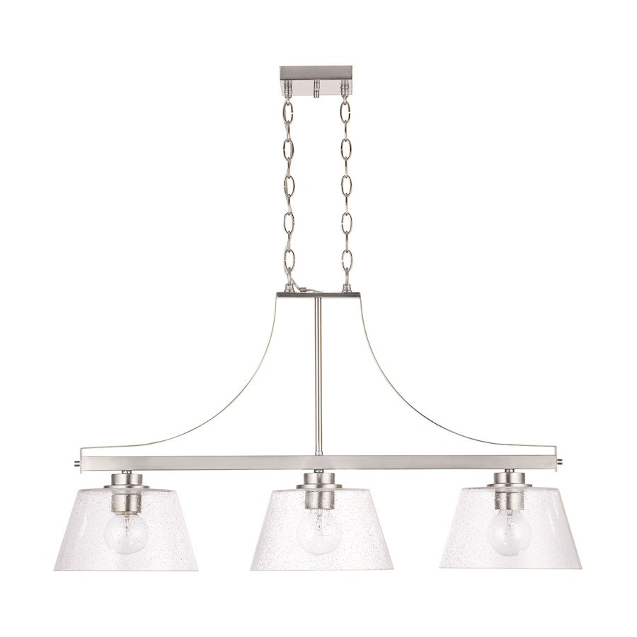HomePlace Lighting Mattie 3 Light Island, Brushed Nickel/Clear Seeded - 838434BN