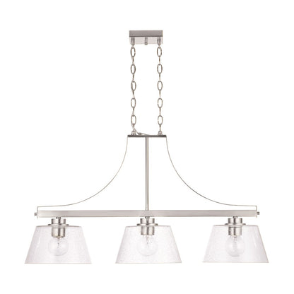 HomePlace Lighting Mattie 3 Light Island, Brushed Nickel/Clear Seeded - 838434BN