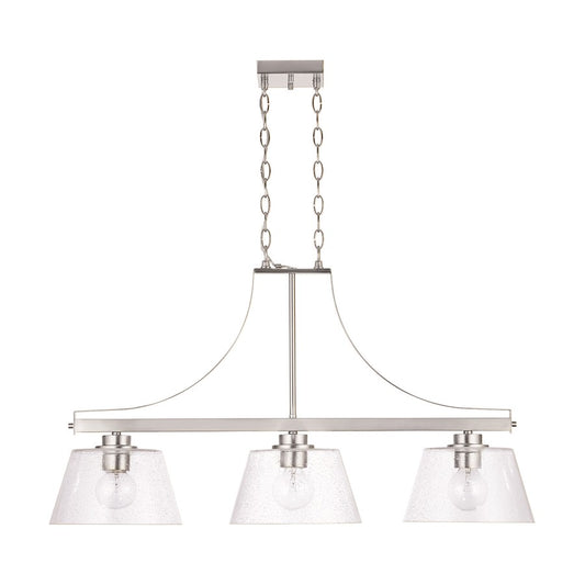 HomePlace Lighting Mattie 3 Light Island, Brushed Nickel/Clear Seeded - 838434BN