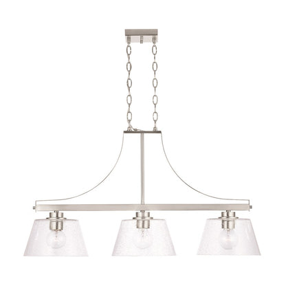 Homeplace Lighting Mattie 3 Light Island, Brushed Nickel/Clear Seeded