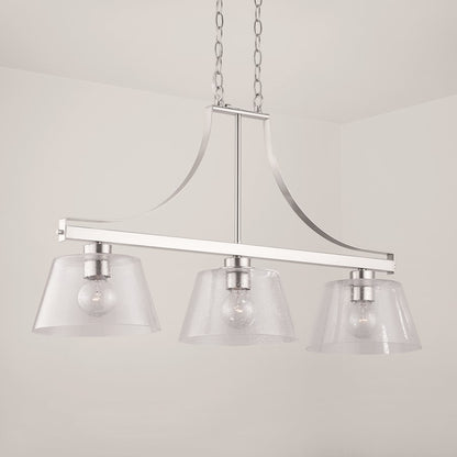 Homeplace Lighting Mattie 3 Light Island, Brushed Nickel/Clear Seeded