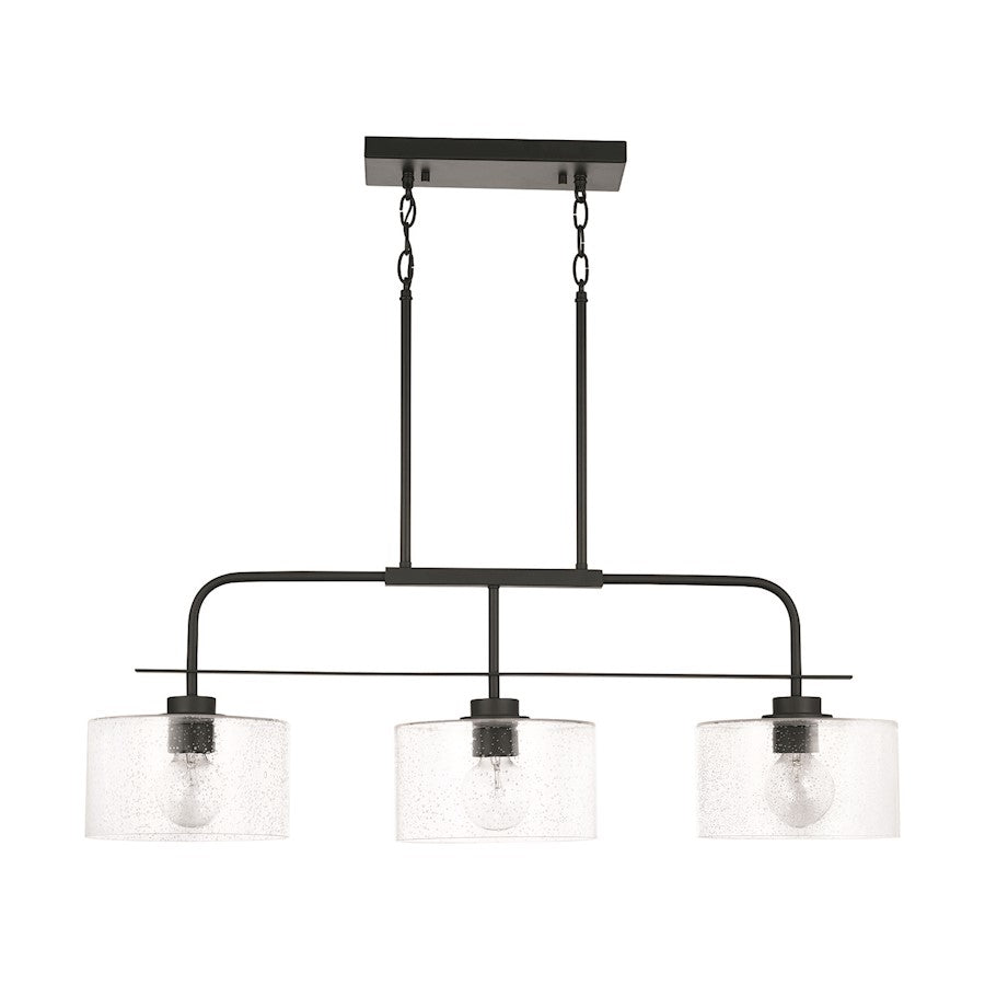 Capital Lighting 3-Light Large Island, Matte Black/Clear Seeded - 838435MB