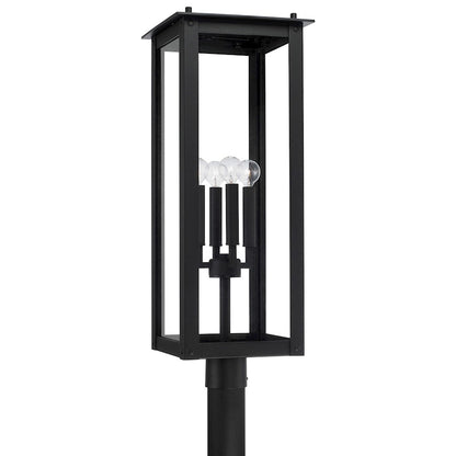 Capital Lighting Hunt 4 Light Outdoor Post-Lantern, Black/Clear - 934643BK