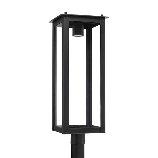 Capital Lighting Hunt 1 Light Outdoor Post-Lantern, Black/Clear - 934643BK-GL