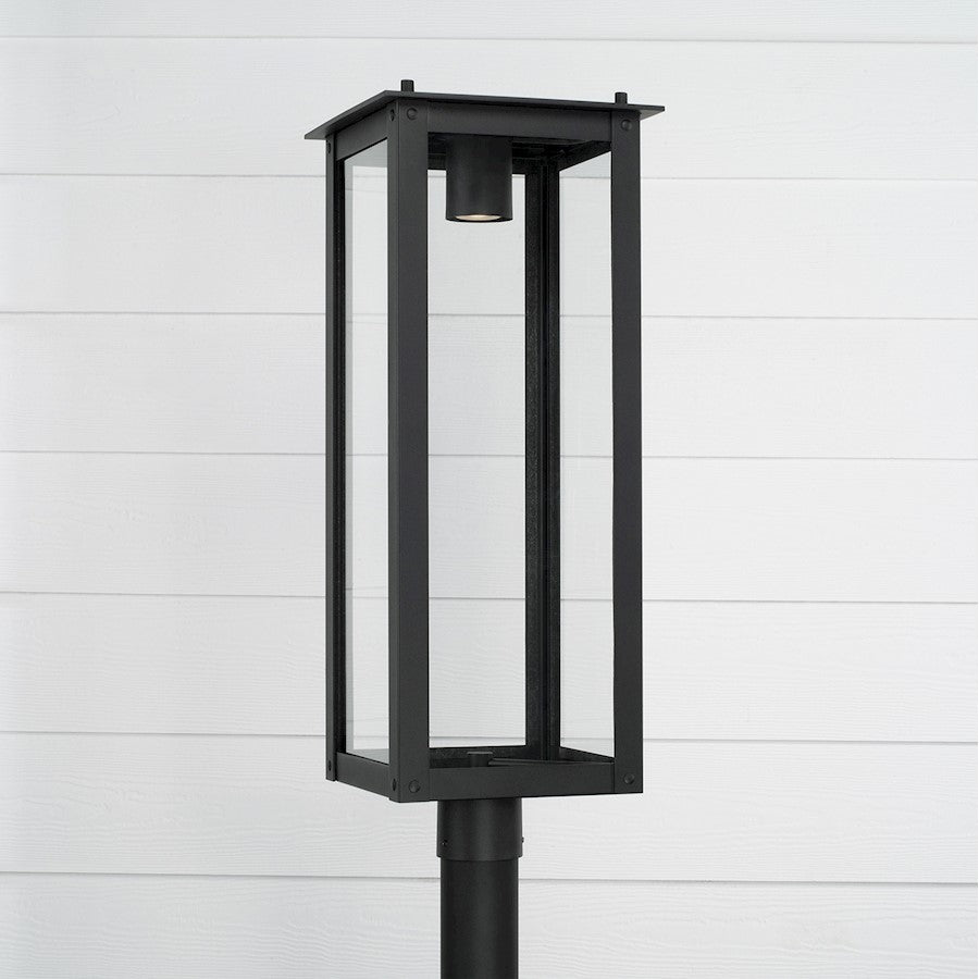 Capital Lighting Hunt 1 Light Outdoor Post-Lantern, Black/Clear