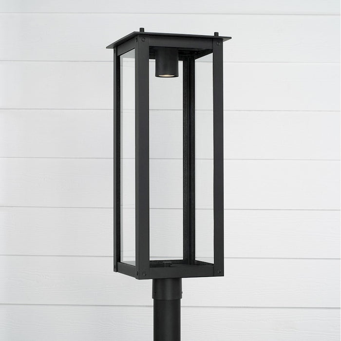 Capital Lighting Hunt 1 Light Outdoor Post-Lantern, Black/Clear