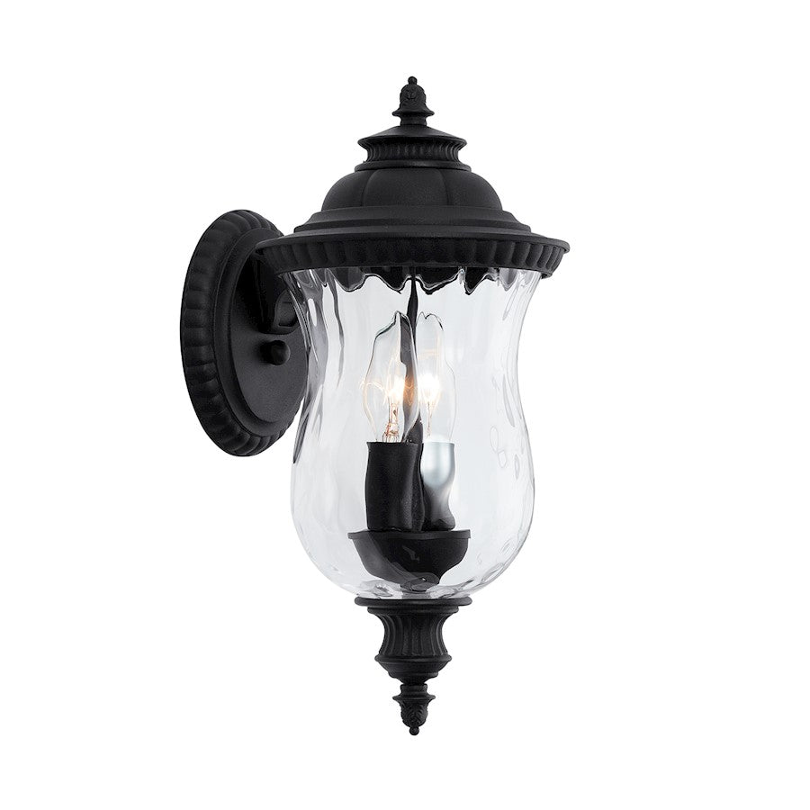 Capital Lighting Ashford 2-LT Small Outdoor Wall Mount, Black/Water - 939821BK