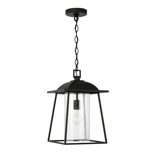 Capital Lighting Durham 1 Light Outdoor Hanging Lantern, Black/Clear - 943614BK