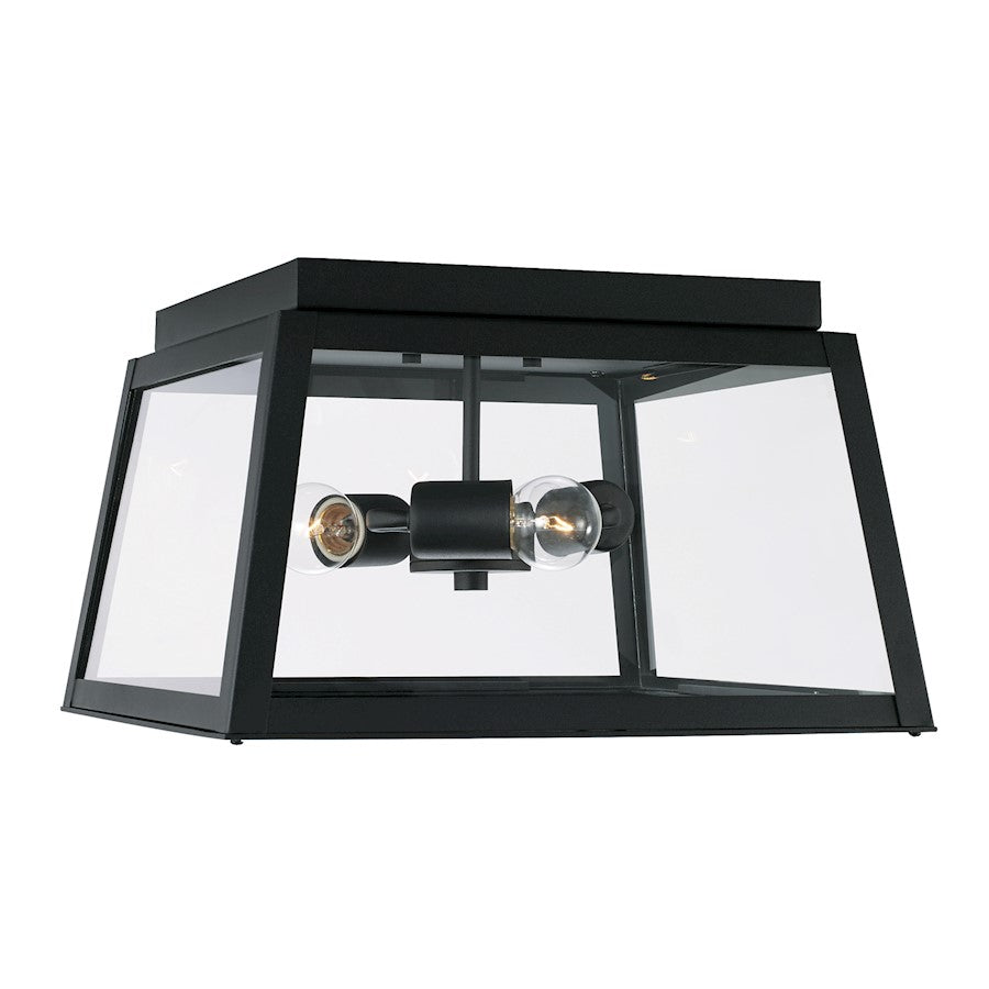 Capital Lighting Leighton 3 Light Outdoor Flush Mount, Black/Clear - 943736BK