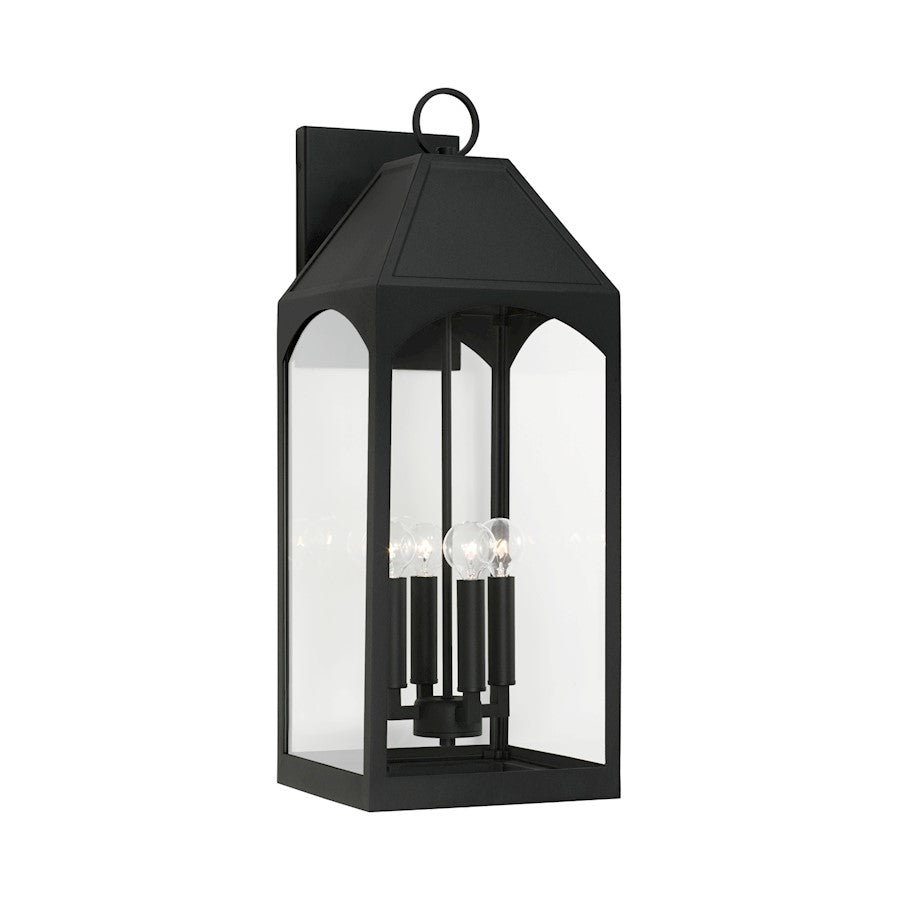 Capital Lighting Burton 4 Light Outdoor Wall Lantern, Black/Clear - 946341BK