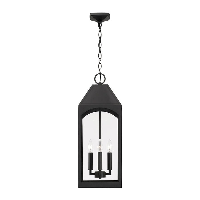 Capital Lighting Burton 4 Light Outdoor Hanging Lantern, Black/Clear
