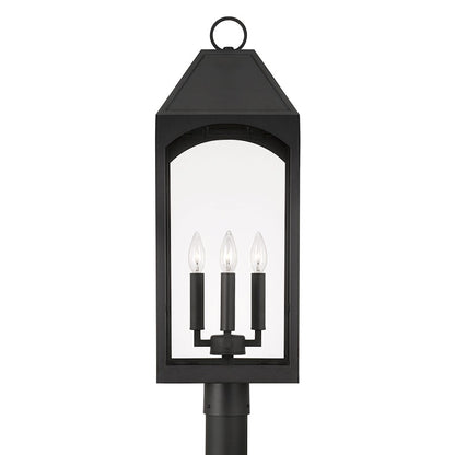 Capital Lighting Burton 4 Light Outdoor Post-Lantern, Black/Clear